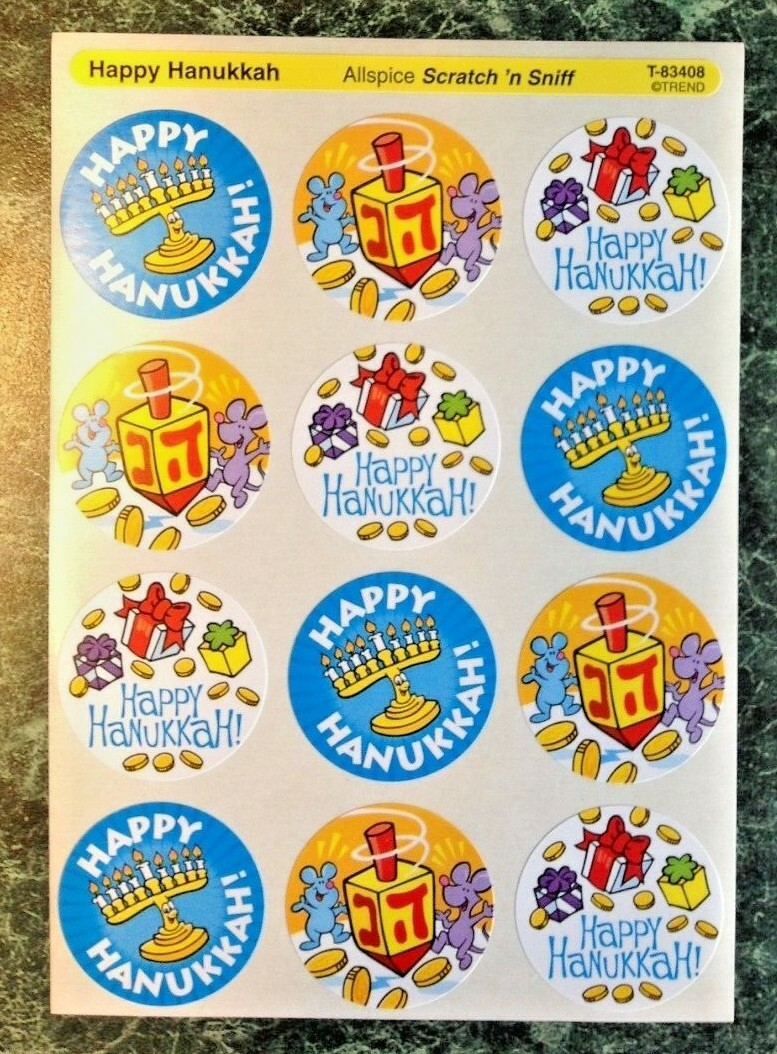 TREND Stinky Stickers Scratch & Sniff Sheet ALLSPICE Scent HAPPY HANUKKAH Rare