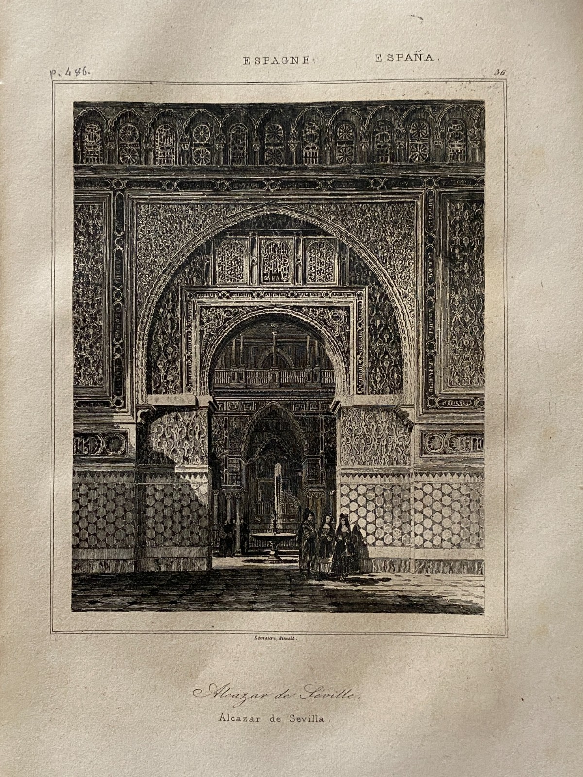 Spain Engraving “Alcazar De Seville” 19th Century 1 Page Old Print Poster