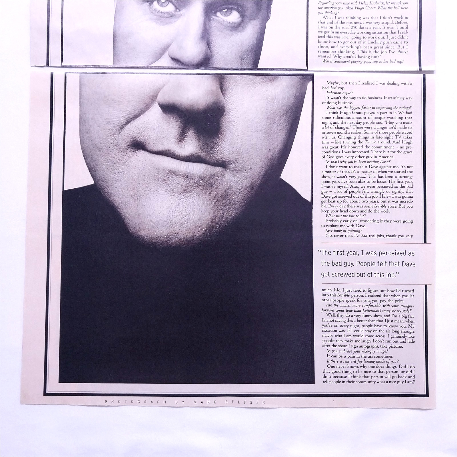 1995 Jay Leno Vintage Original Magazine 2 Page Spread Funny Portrait