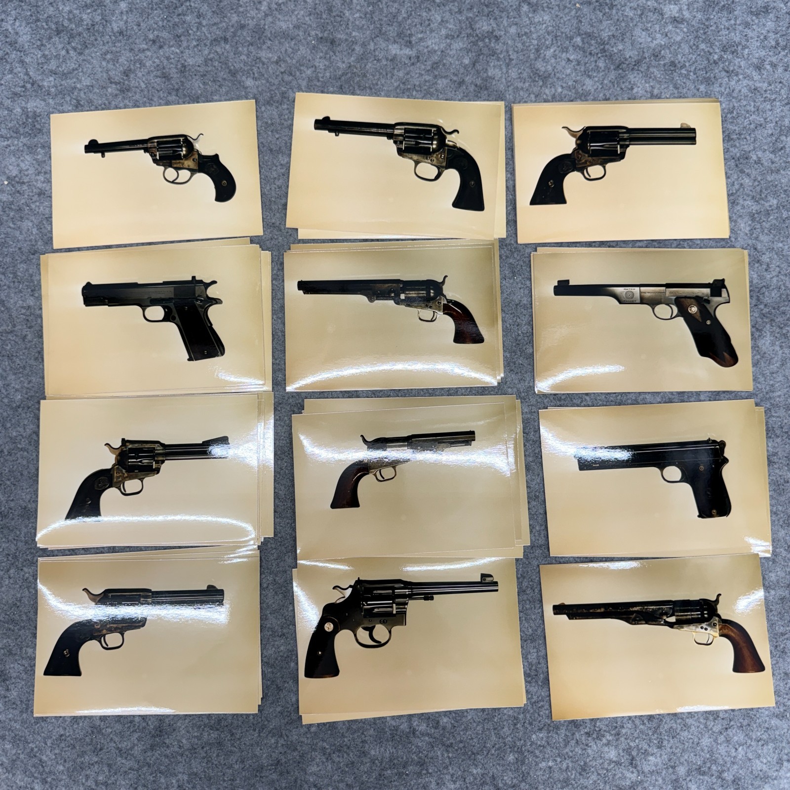 Vintage Handgun & Revolver Collector Cards Photograph Reference Cards Lot of 64