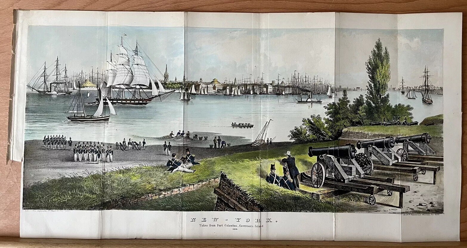 HAND COLORED PRINT GOVERNORS ISLAND, NEW YORK CITY, FROM 1860 VALENTINE’S MANUAL