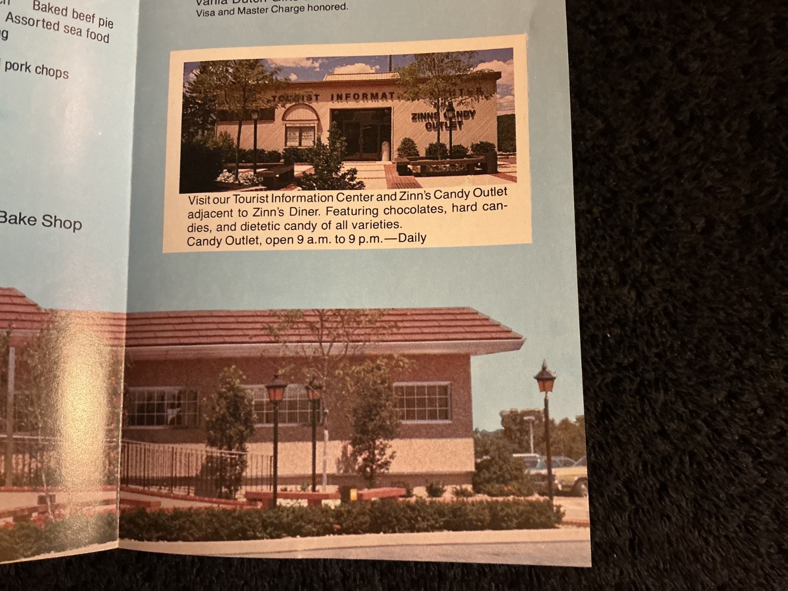 ZINN’S COUNTRY DINER BROCHURE (1980s) LANCASTER/DENVER, PENNSYLVANIA DUTCH Amos