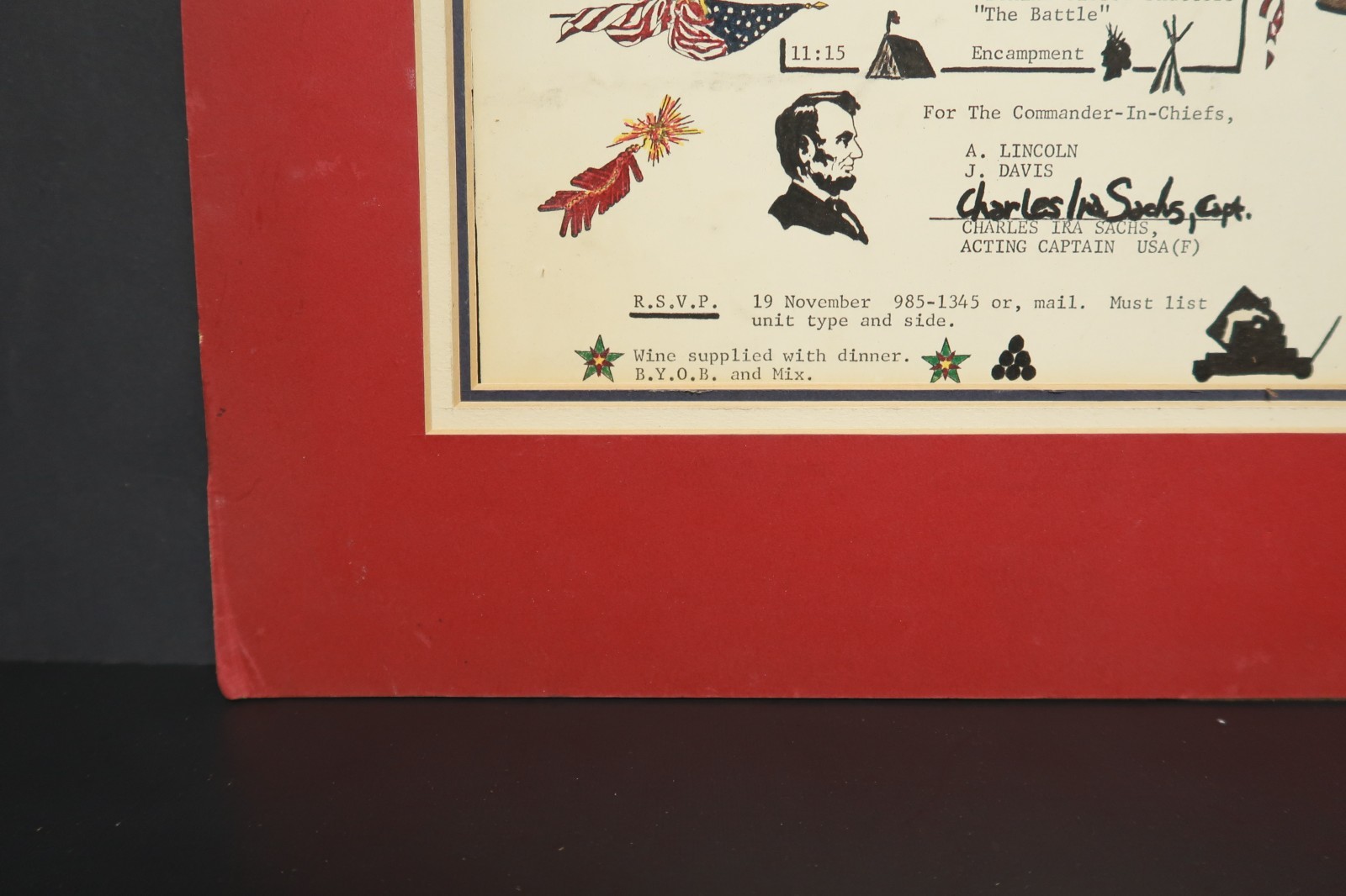 Last Call Certificate Fort Sumter 1974 Civil War General Order No. 1 Matted