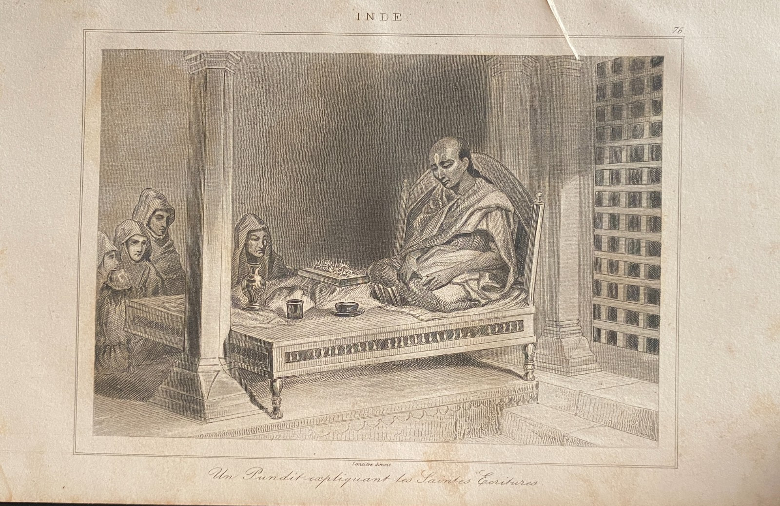 Engraving India 1843 “A Pundit Explaining The Holy Scriptures”