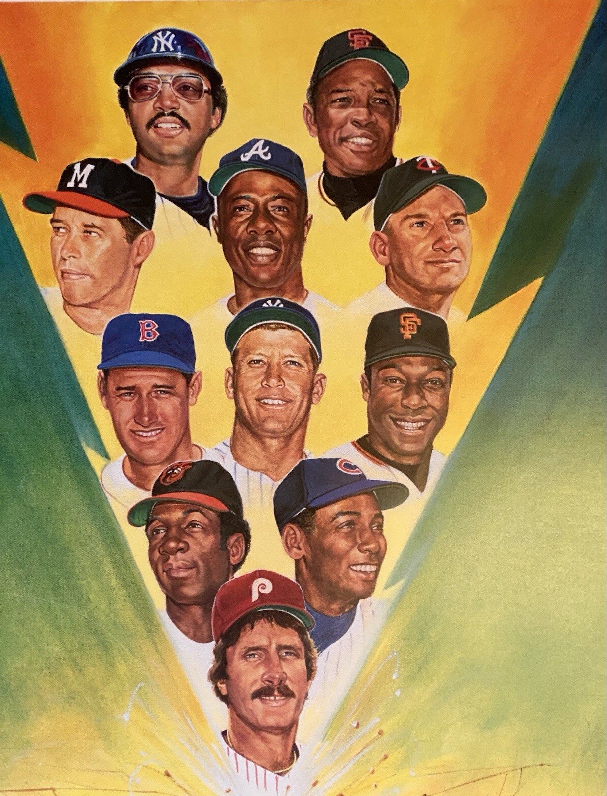 500 HOME RUN LIGHTNING BOLT Litho 18×24 Ron Lewis Artist NM Sharp Colors Edges