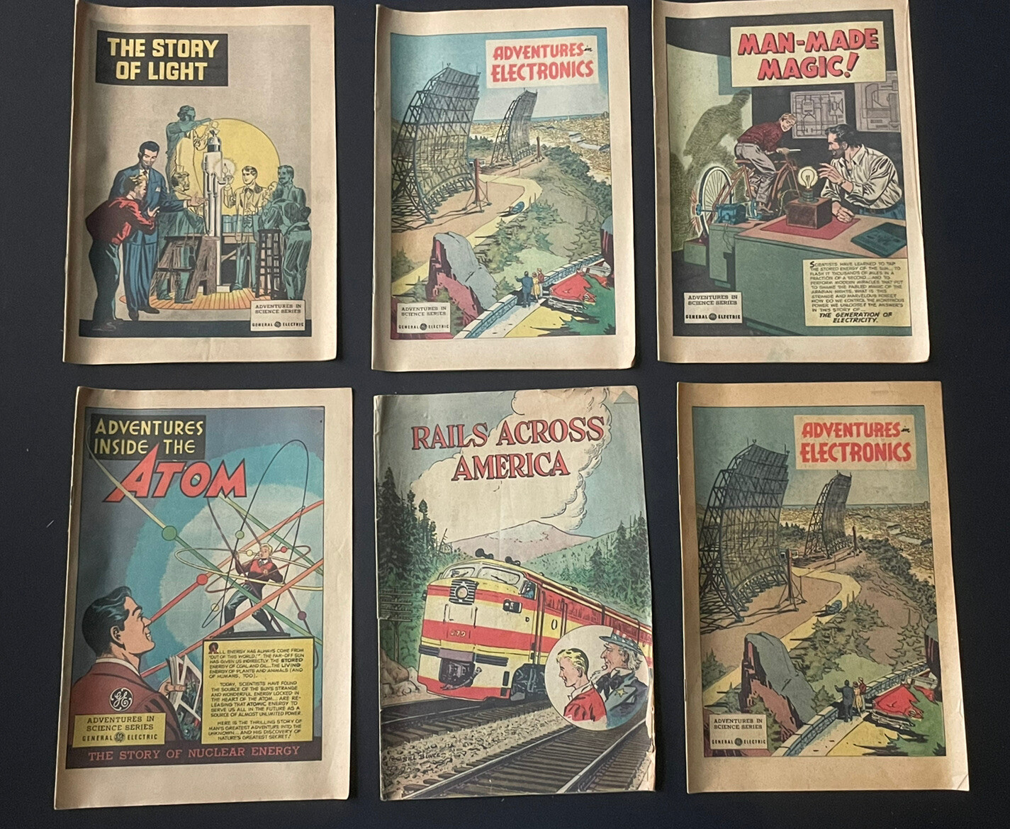 Vintage COMIC BOOKS General Electric SCIENCE American RAILROADS Atom Electronics