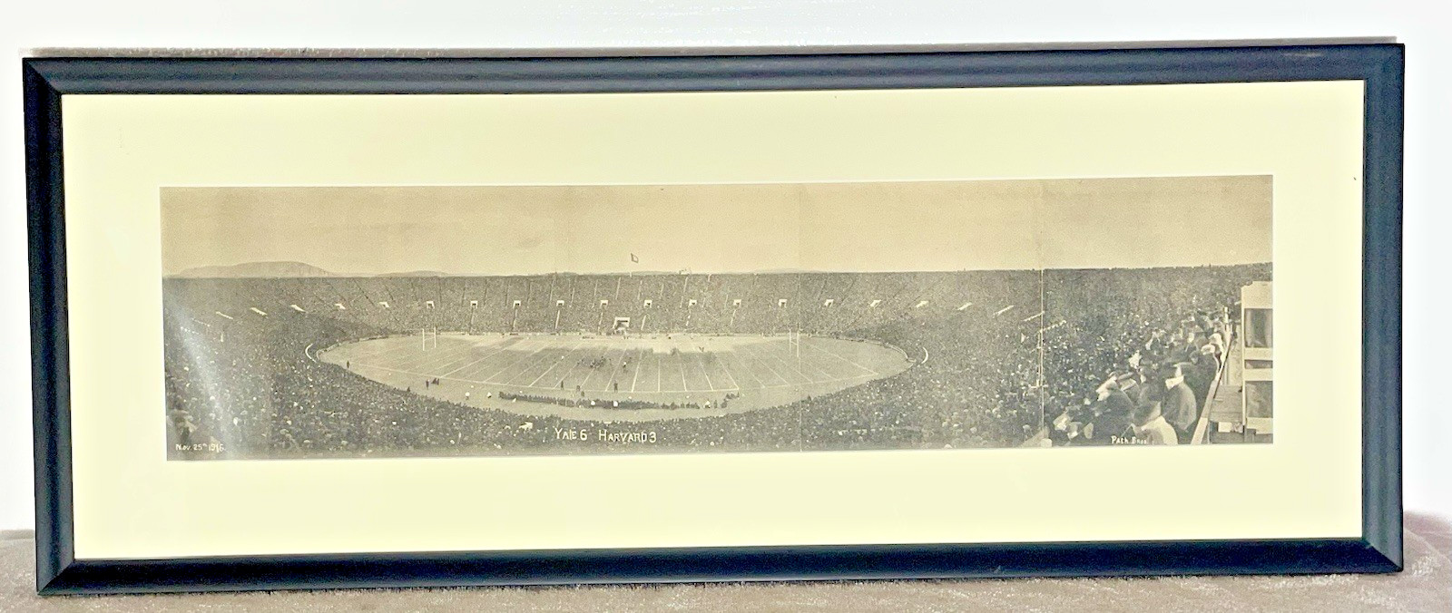 Framed Antique 1916 Yale Vs Harvard Football Game Panoramic Photo Memorabilia
