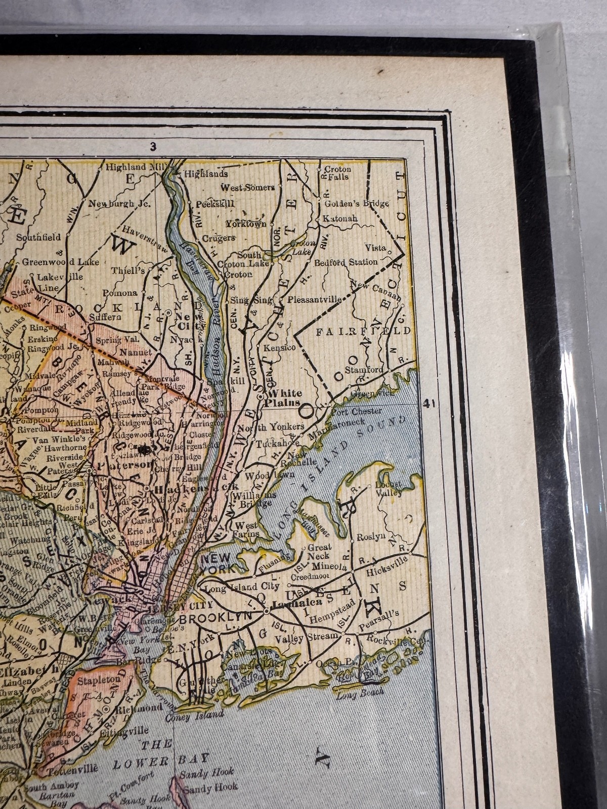 1889 New Jersey Map Geo F. Cram Antique Atlas NJ Hudson County Inset