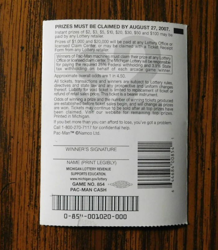 Pac-Man Cash Michigan Lottery Scratch Ticket Vintage 2006 (Used Non-Winner)