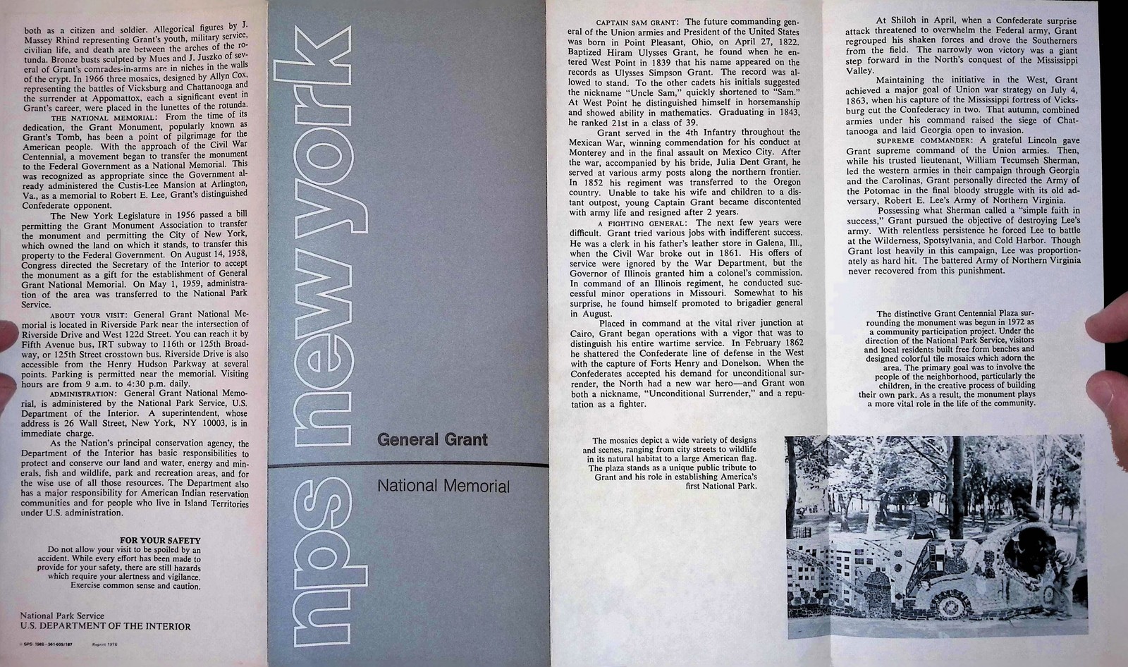 NPS Brochure General Grant Memorial NYC 1960s Modernist Typography Riverside