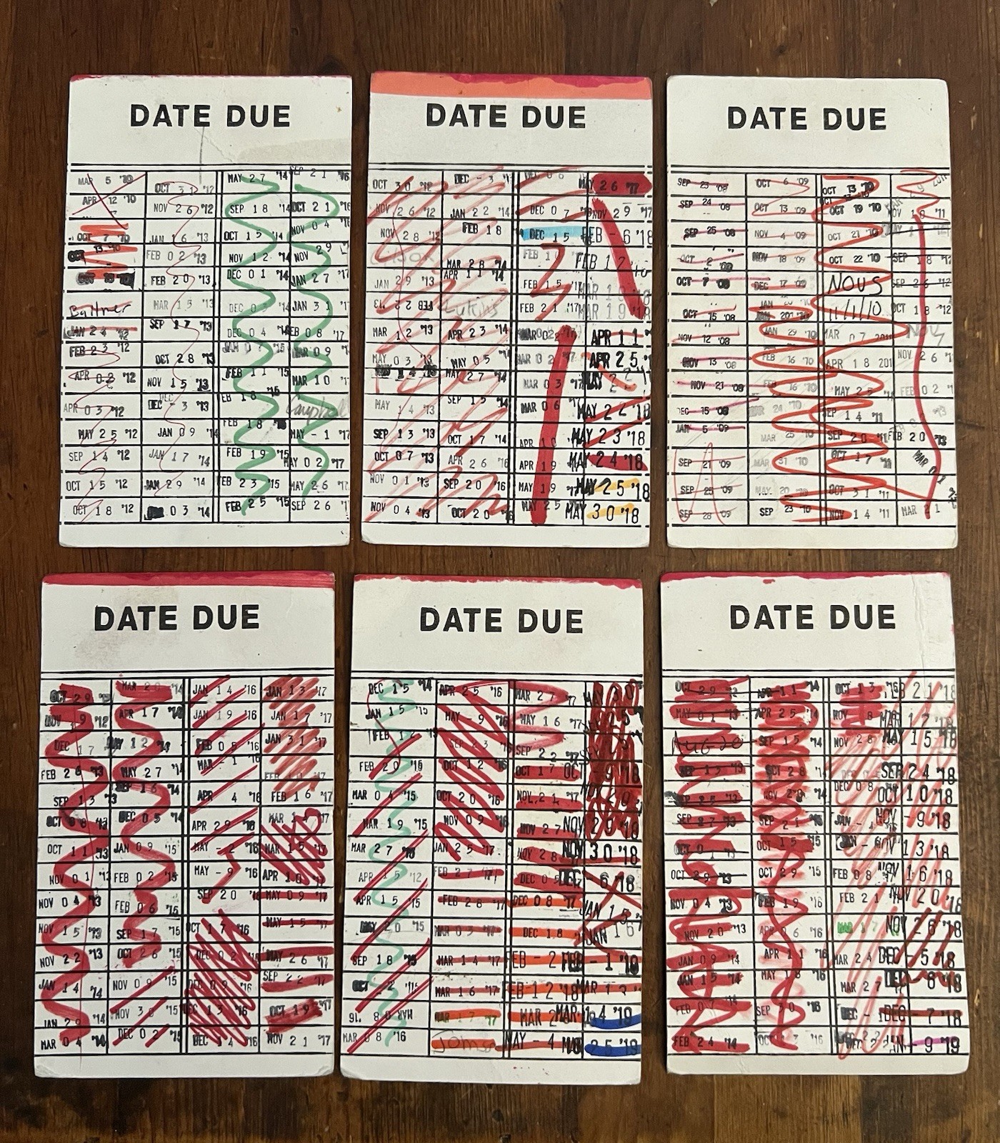 6 Book Checkout Date Due Library Cards With Date Stamps Ephemera Bookmark Craft