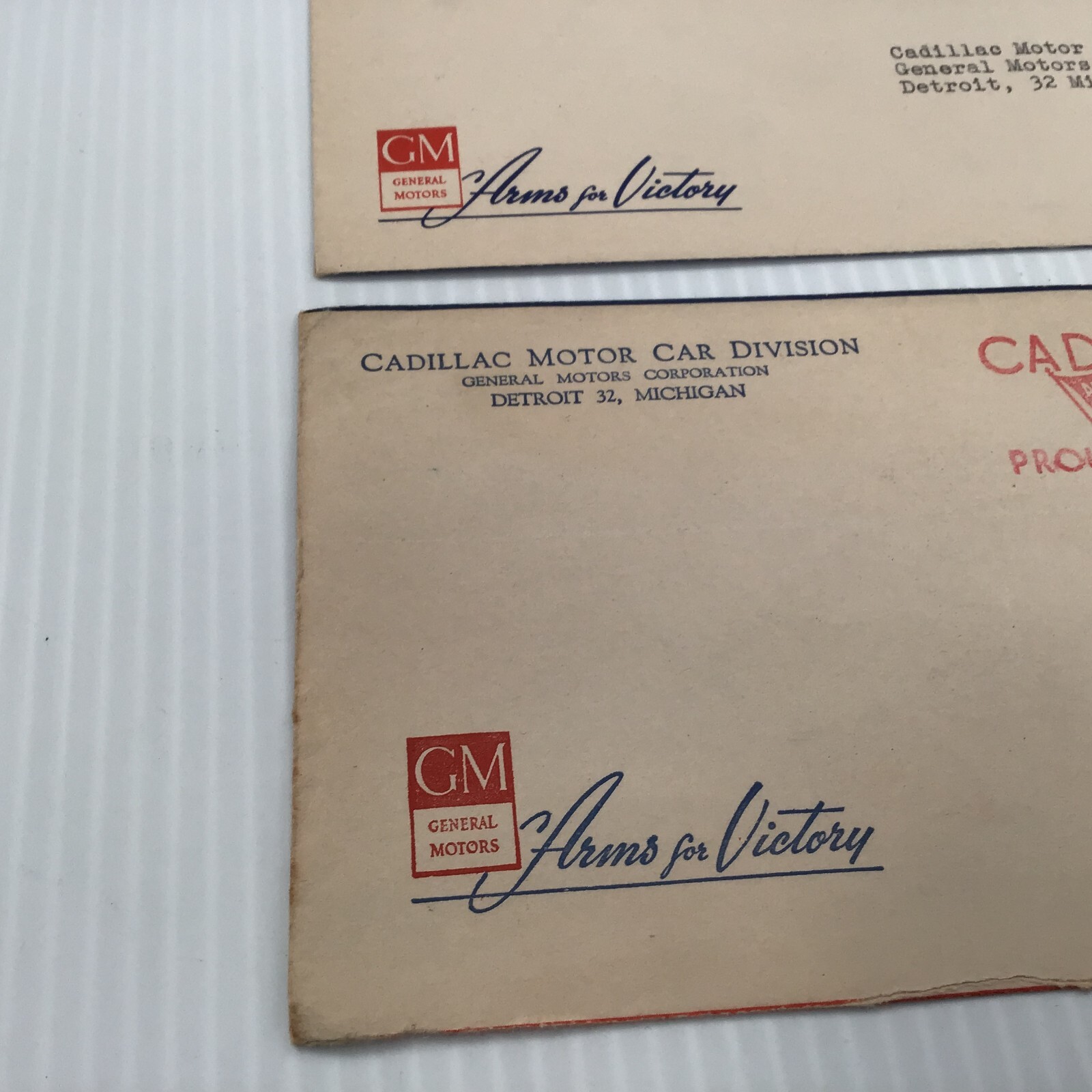 Cadillac Motor Car Letterhead Arms for Victory Envelopes, WWII, 1944