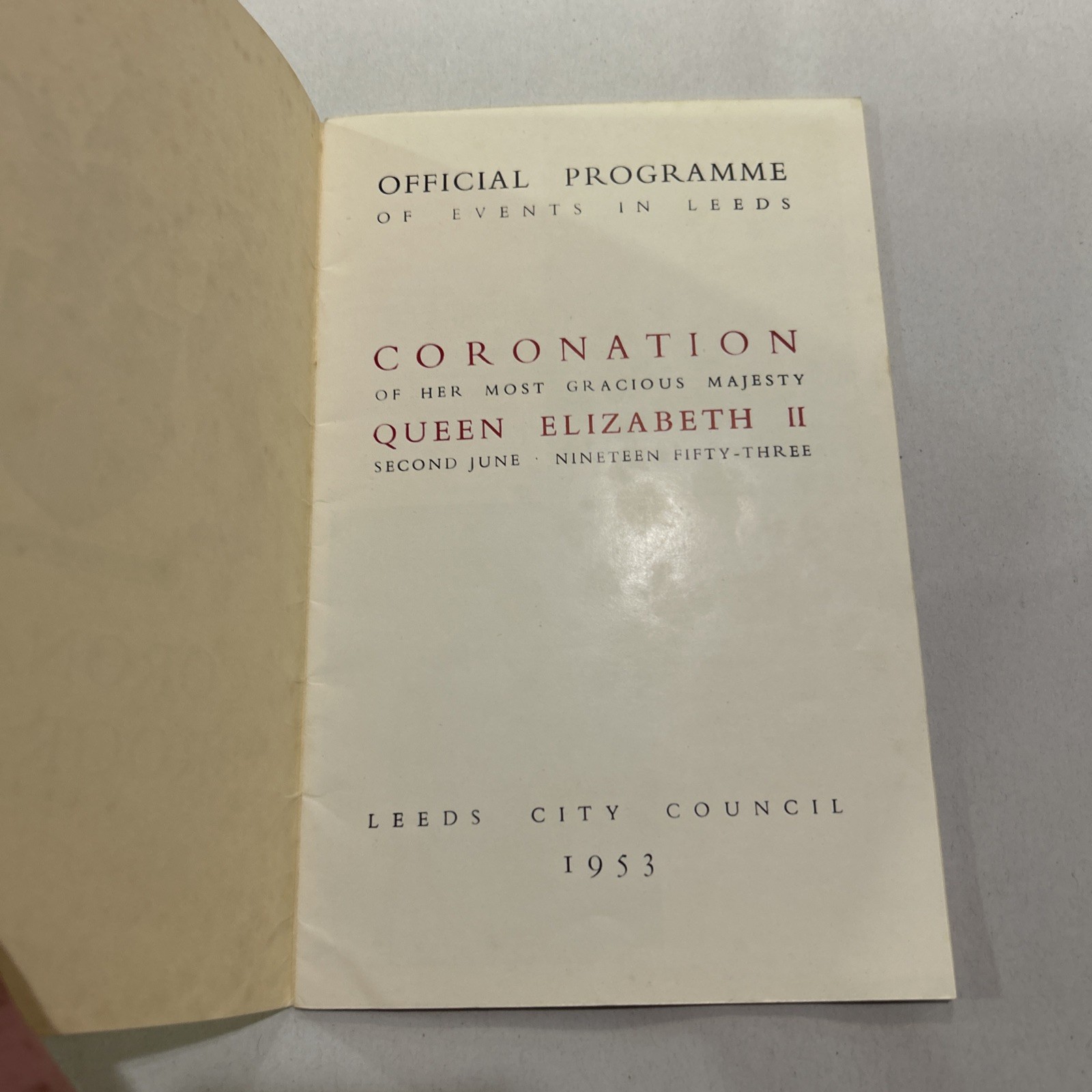 Coronation Programme 1953 – City of Leeds Official Issue Sixpence City Council