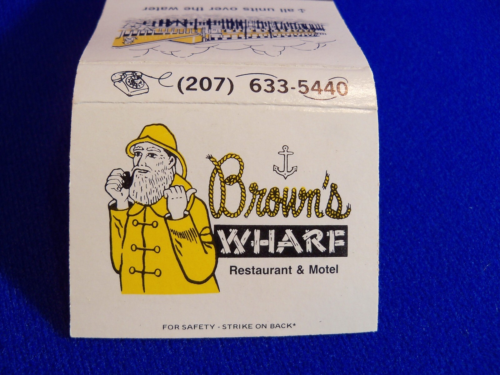 Vtg Brown’s Wharf Restaurant Motel Boothbay Harbor Maine Matchbook Cover