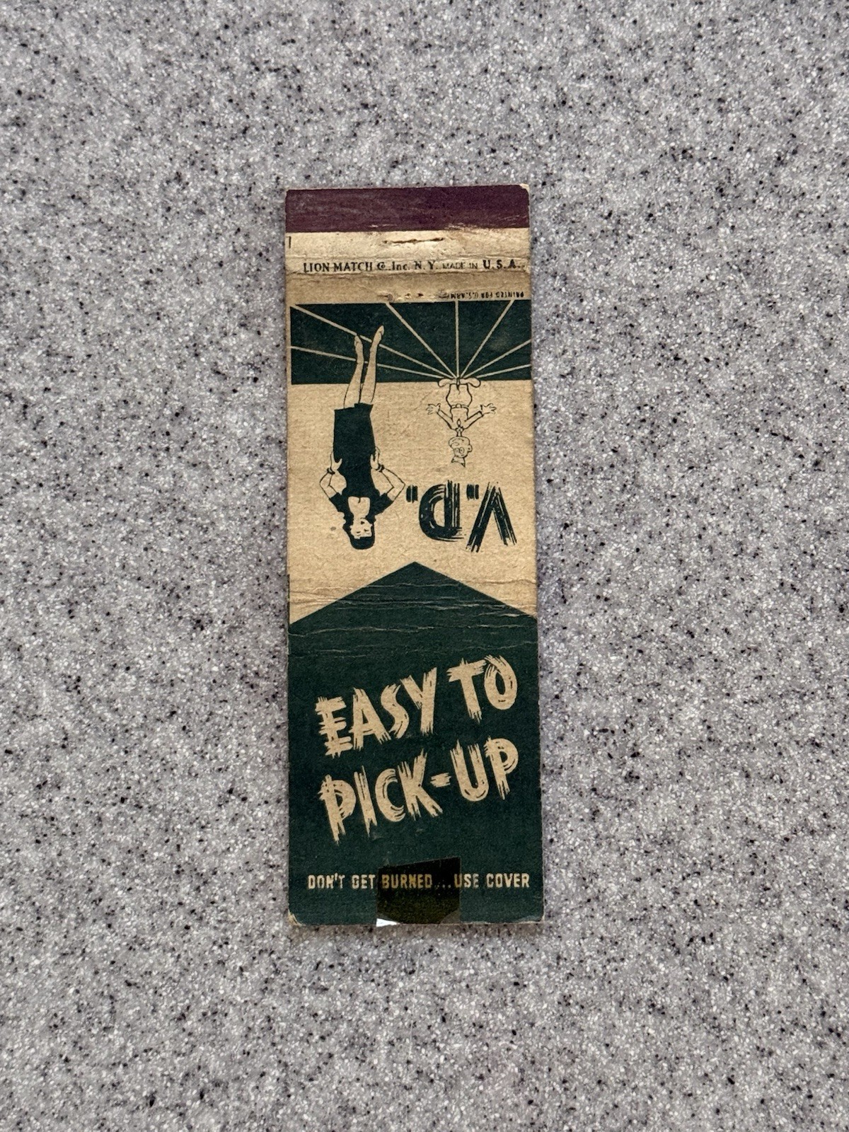 WWII Venereal Disease Easy To Pick Up 1940s Vintage Match Cover J1
