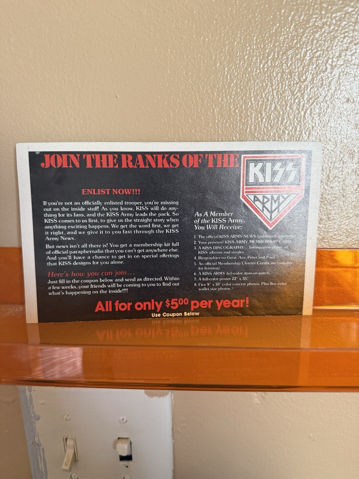 1978 KISS Army Merchandise Order Form & Membership Flyer (Ace Frehley)