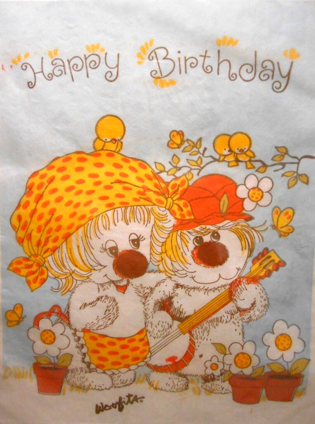 WOOFITS Elton & Angela Cartoon Birthday Party Tablecloth Vintage 1980’s SEALED