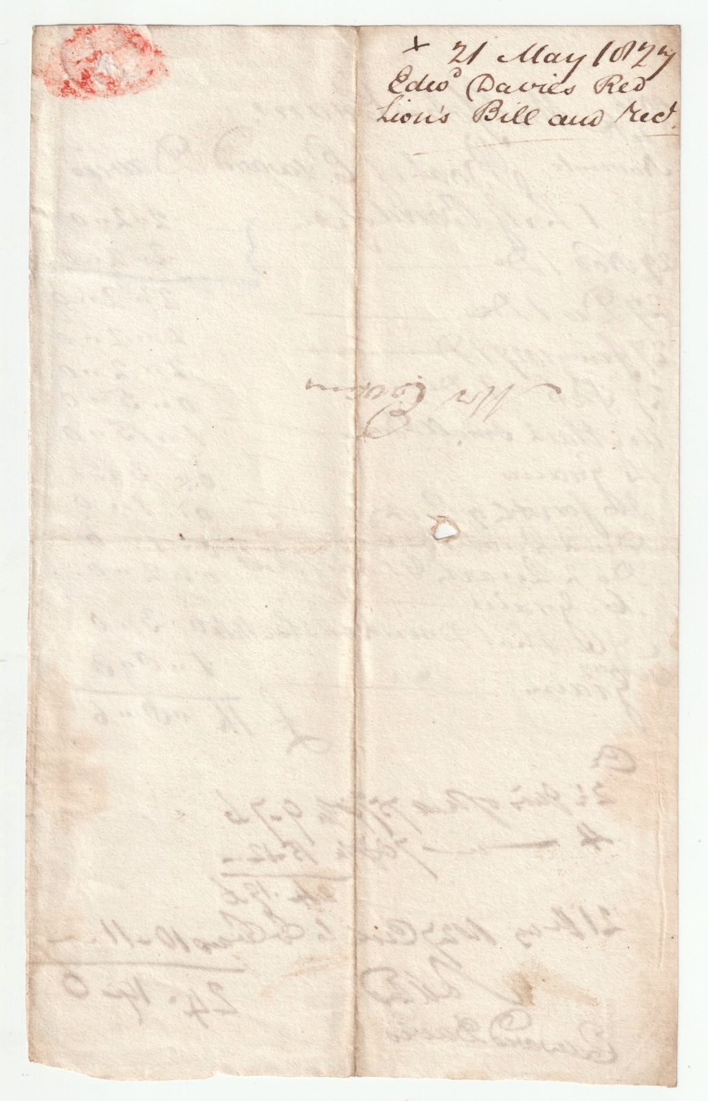 200 YEAR OLD INVOICE TO JOHN EVANS, RED LION, (LLANGEFNI??, ANGLESEY). WALES.