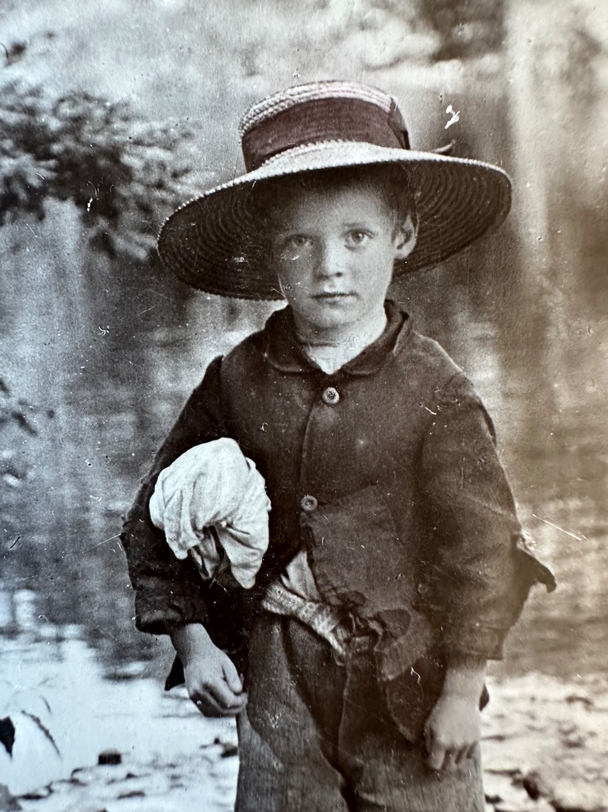 Antique Photo Postcard Poor Boy Going For A Dip c1910 Aristophot Real Photo PC