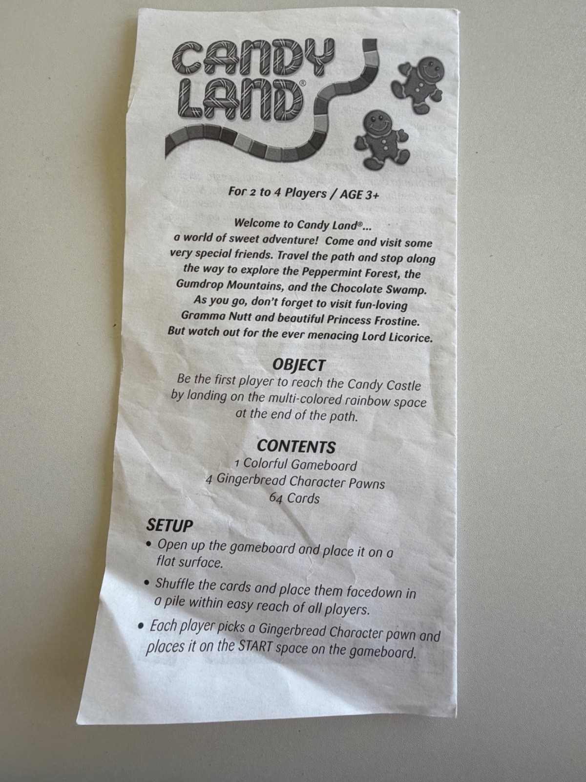 Vintage 80’s Candy Land Instruction Pamphlet ~ Pamphlet ONLY