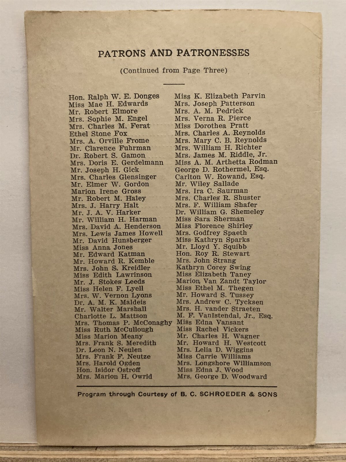 1945 May 10 Beethoven Club of Camden First Baptist Concert Program NJ Vintage NJ