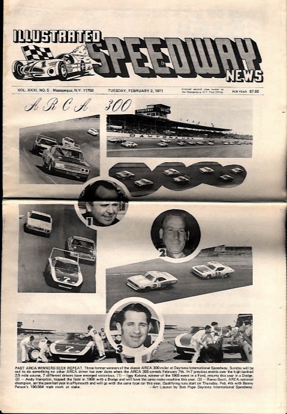 ILLUSTRATED SPEEDWAY NEWS 2/2 1971 ARCA 200 preview Katona Hampton Scott