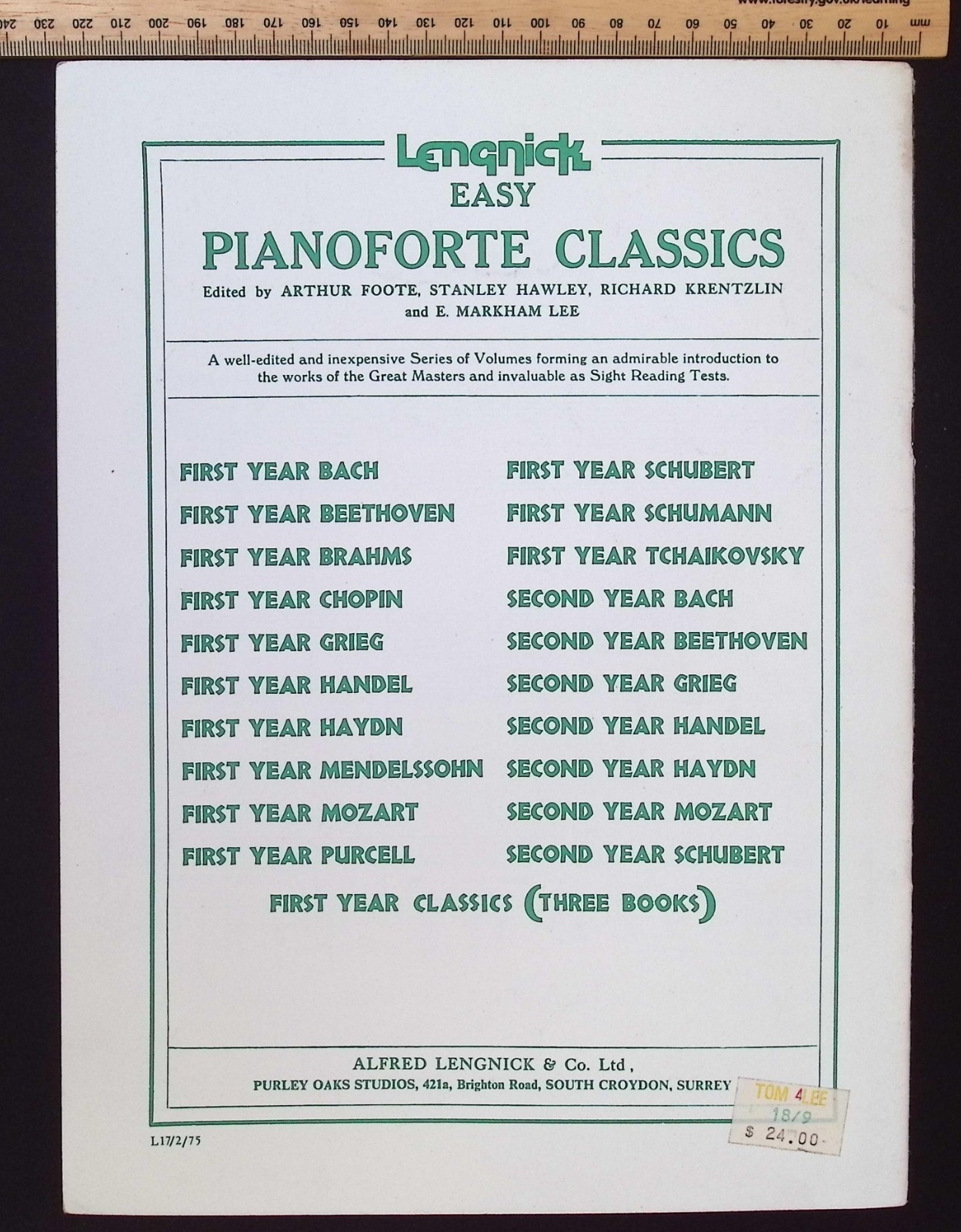 Guildhall School of Music & Drama Pianoforte Examinations Series 14, Grade 1