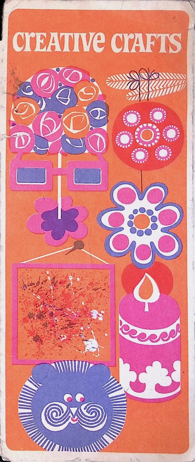 1950s Creative Crafts Booklet Mid-Century DIY Offset Litho Pamphlet Orange White