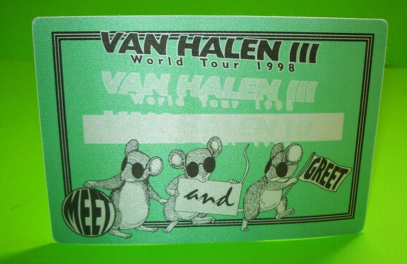 Eddie Van Halen III World Tour Backstage Concert Pass Original 1998 Meet & Greet
