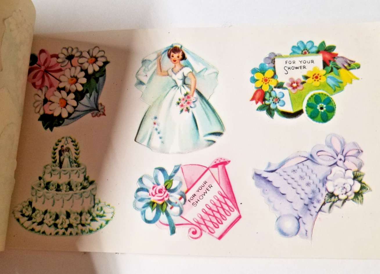 2 Booklets 1950s Dennison Shower Wedding Seals and Birthday Seals As Is 3691
