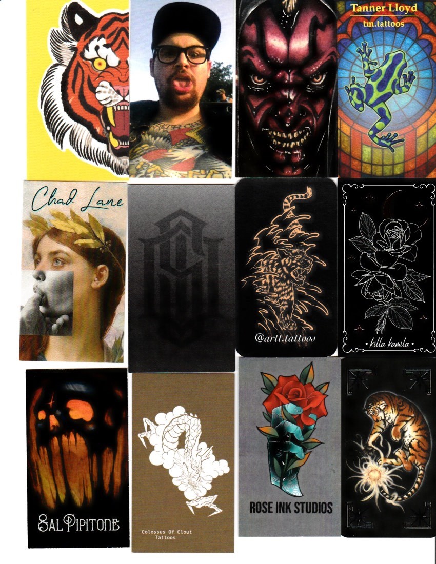 100 Different Vertical American Tattoo Shop Business Cards Set 3