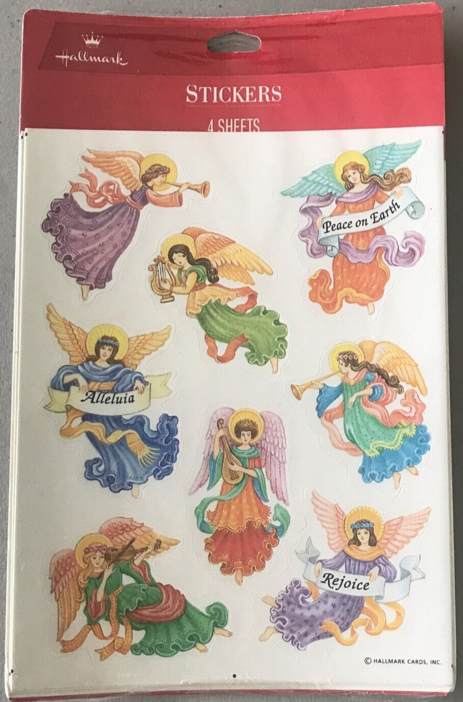 Vintage Hallmark Angels Christmas Stickers NIP 4 Sheets SEALED Musical Rejoice