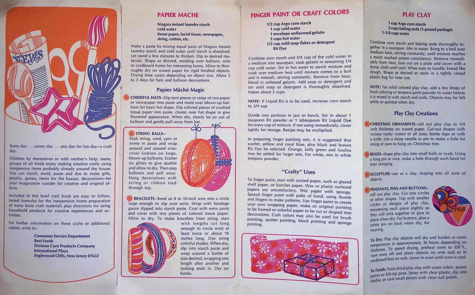 1950s Creative Crafts Booklet Mid-Century DIY Offset Litho Pamphlet Orange White
