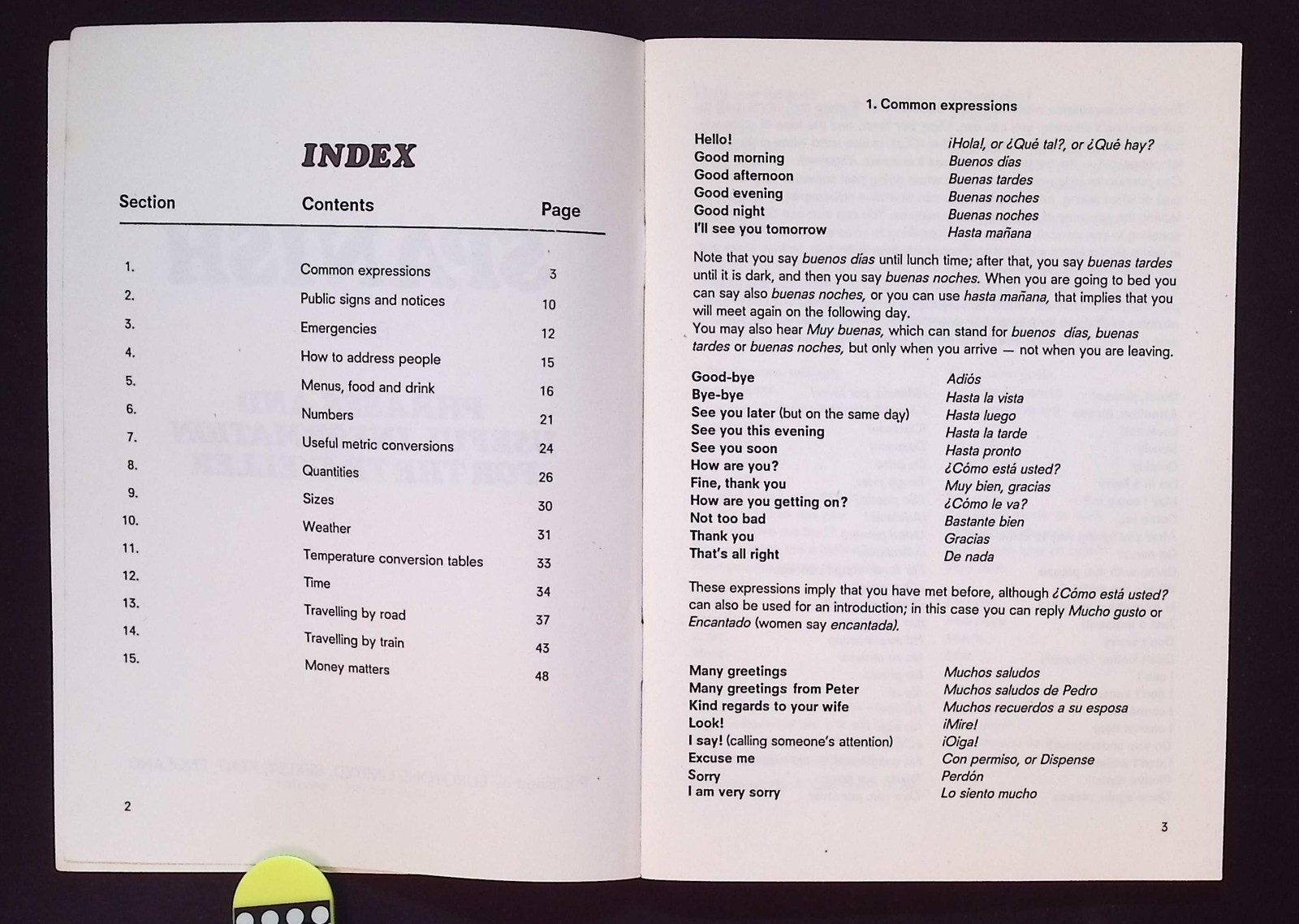 Eurotone Four Phase Introduction to Spanish Book II, Phrases & Useful Info, 1974