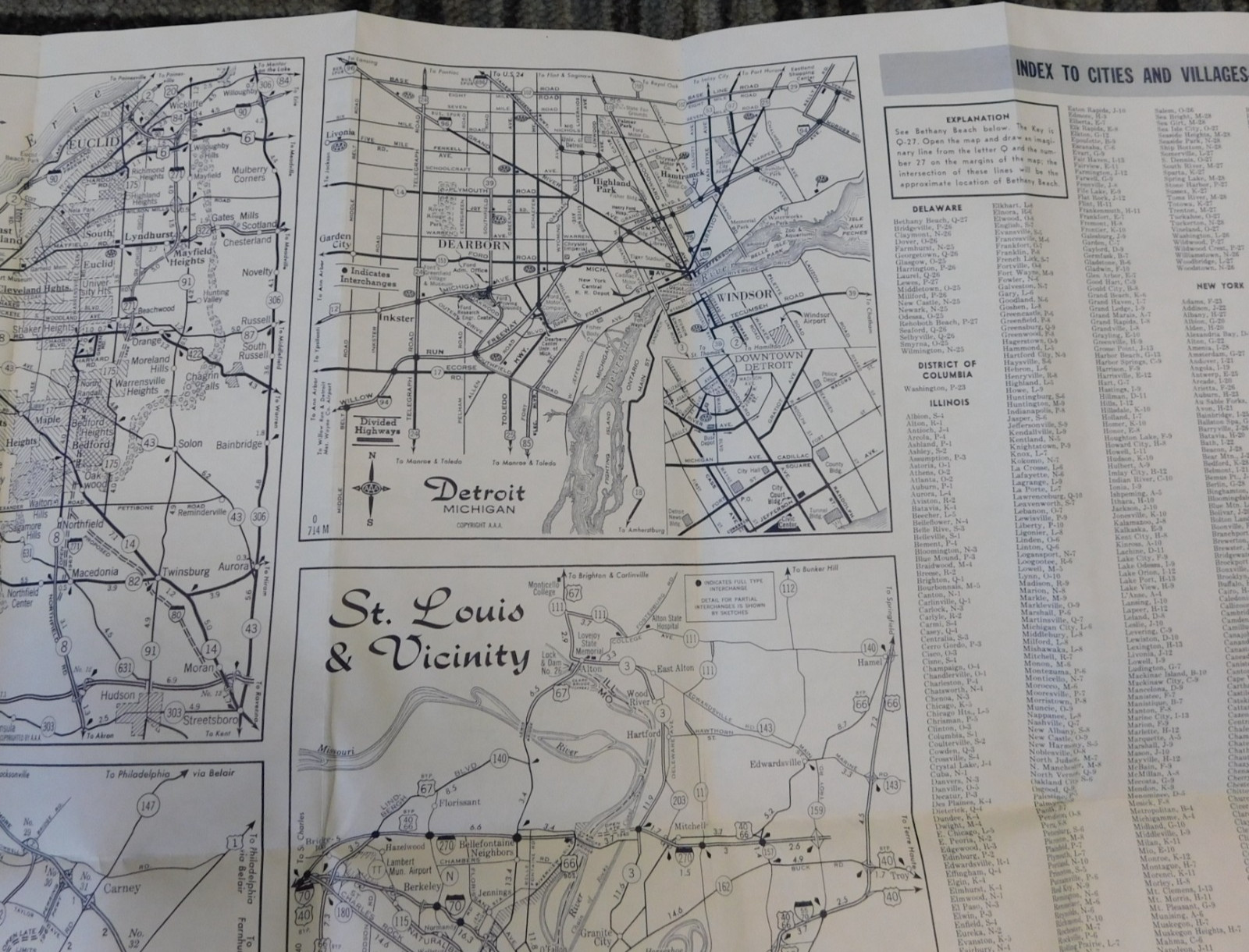 Vintage 1965-1966 AAA Northeastern United States Road Map Travel Route Planner