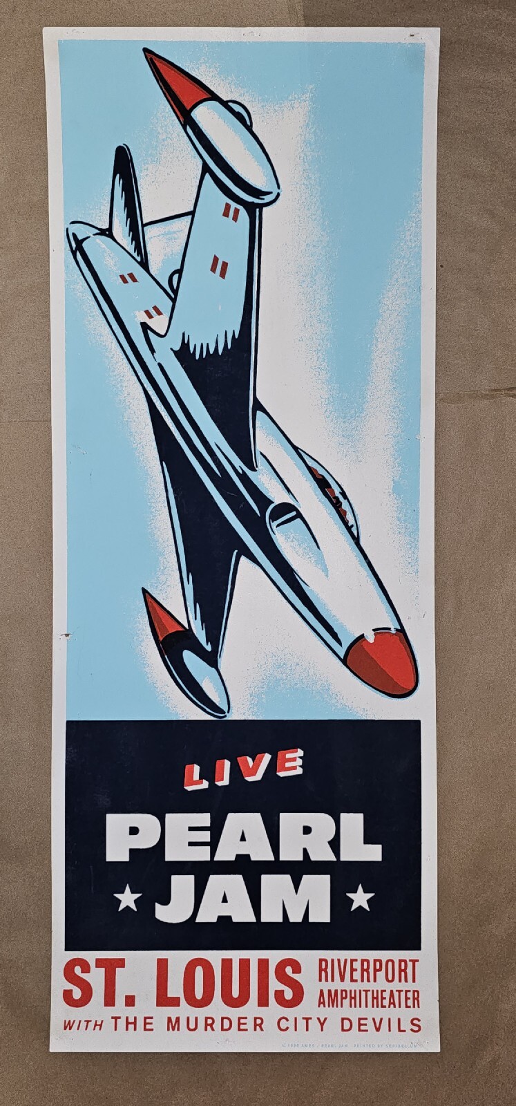 1998 Pearl Jam St Louis MO Ames Bros Concert Poster Screen Print Riverport Amphi