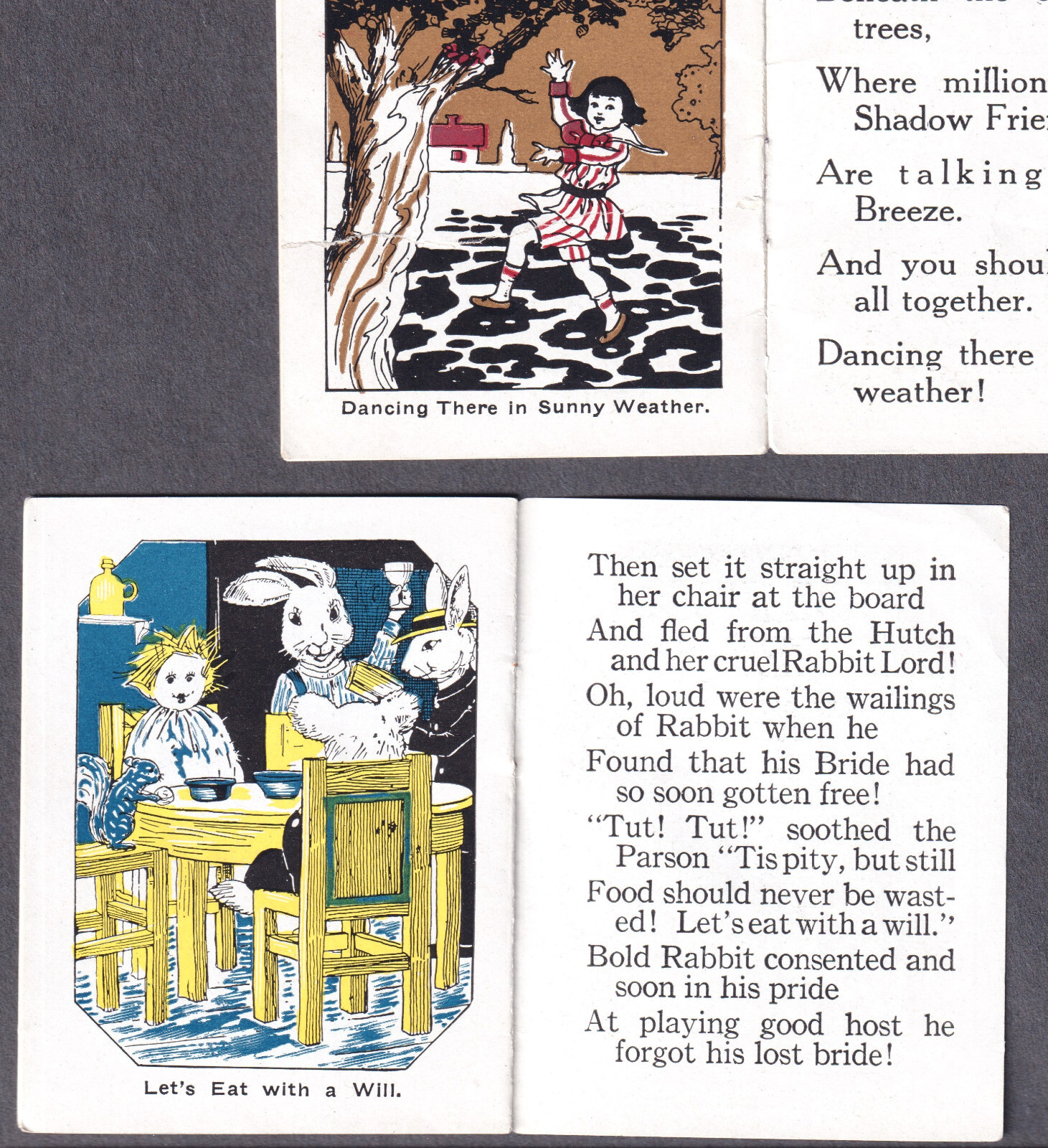 RARE Rabbits Bride 1920 Shadow Book Weeny-Wee Children Fairy Tale 2 Denver Bread