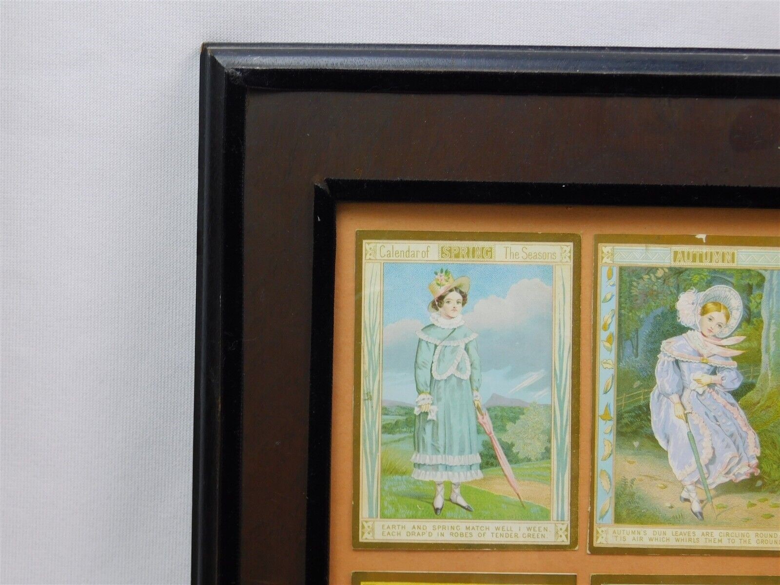 Marcus Ward 1880s Calendar Of The Seasons Victorian Trade Cards Framed