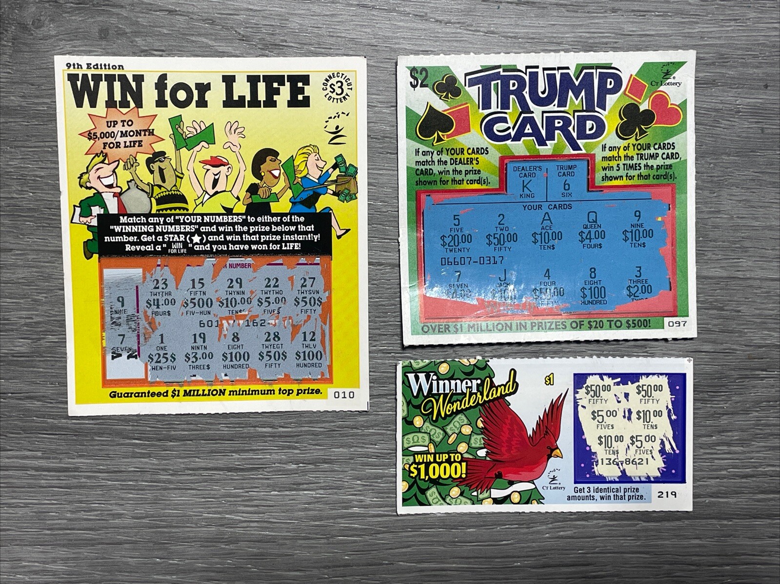 Expired Early 2000s CT Lottery Tickets Trump Card+ No Cash Value