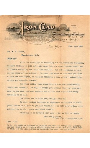 Iron Clad Mfg Co Letterhead 1902 NY Metal Goods Advertising Dairy Pails