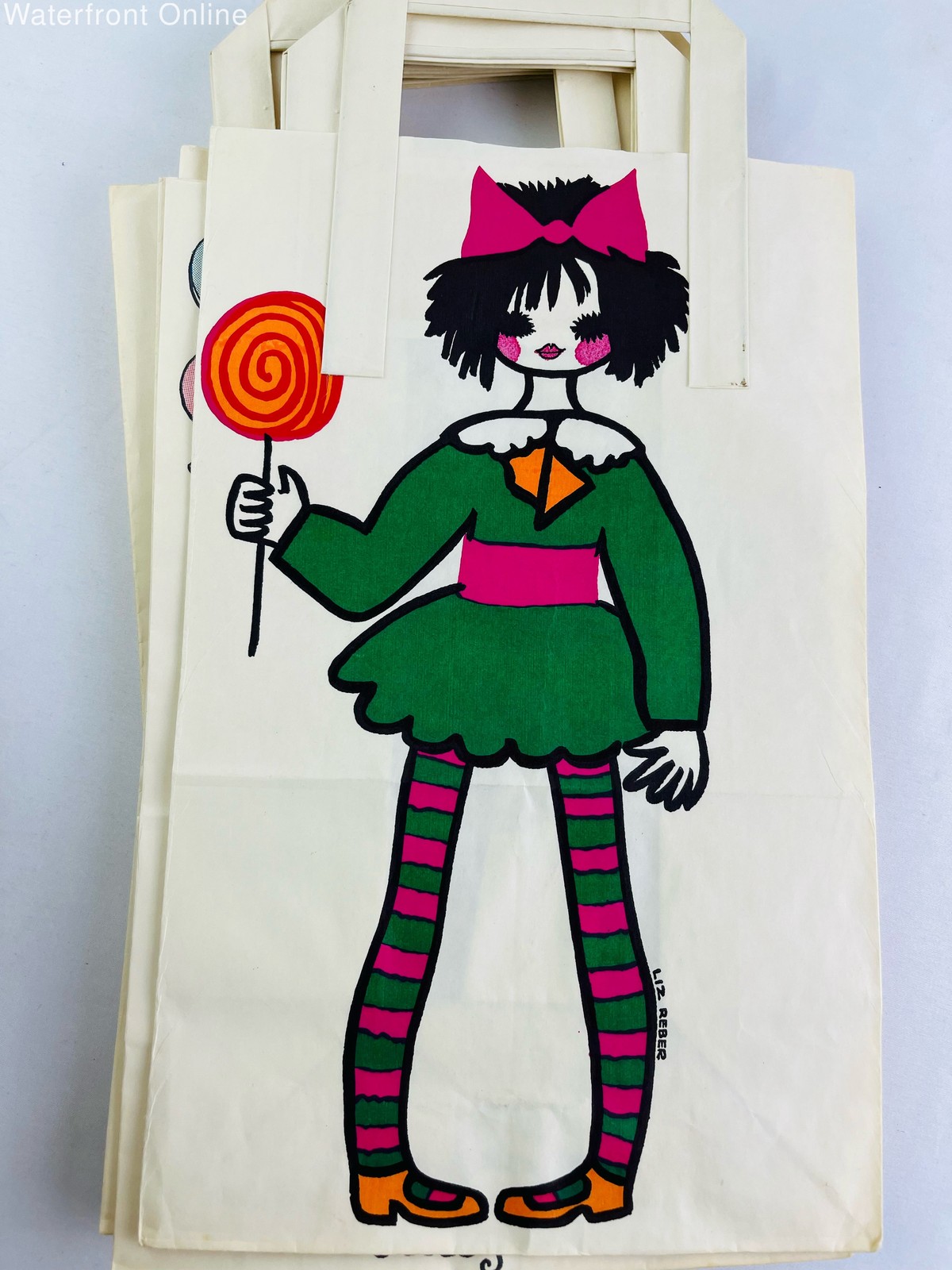Vintage 1970s Monday’s Child by Liz Reber Artwork Gift Bags Whimsical Set of 13