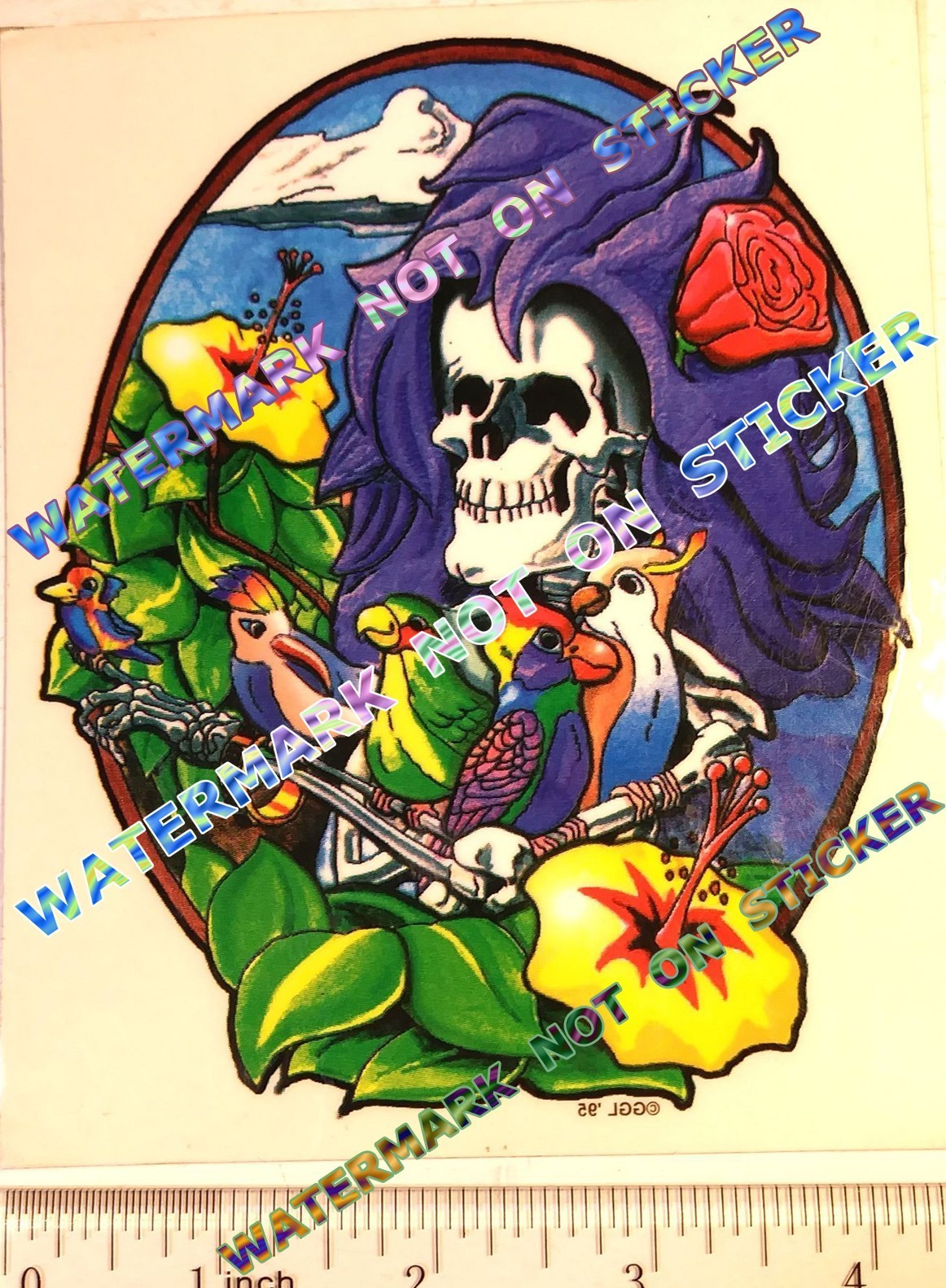 Grateful Dead STICKER LARGE Vintage Official GGL 1995 GDP Clear Double sided