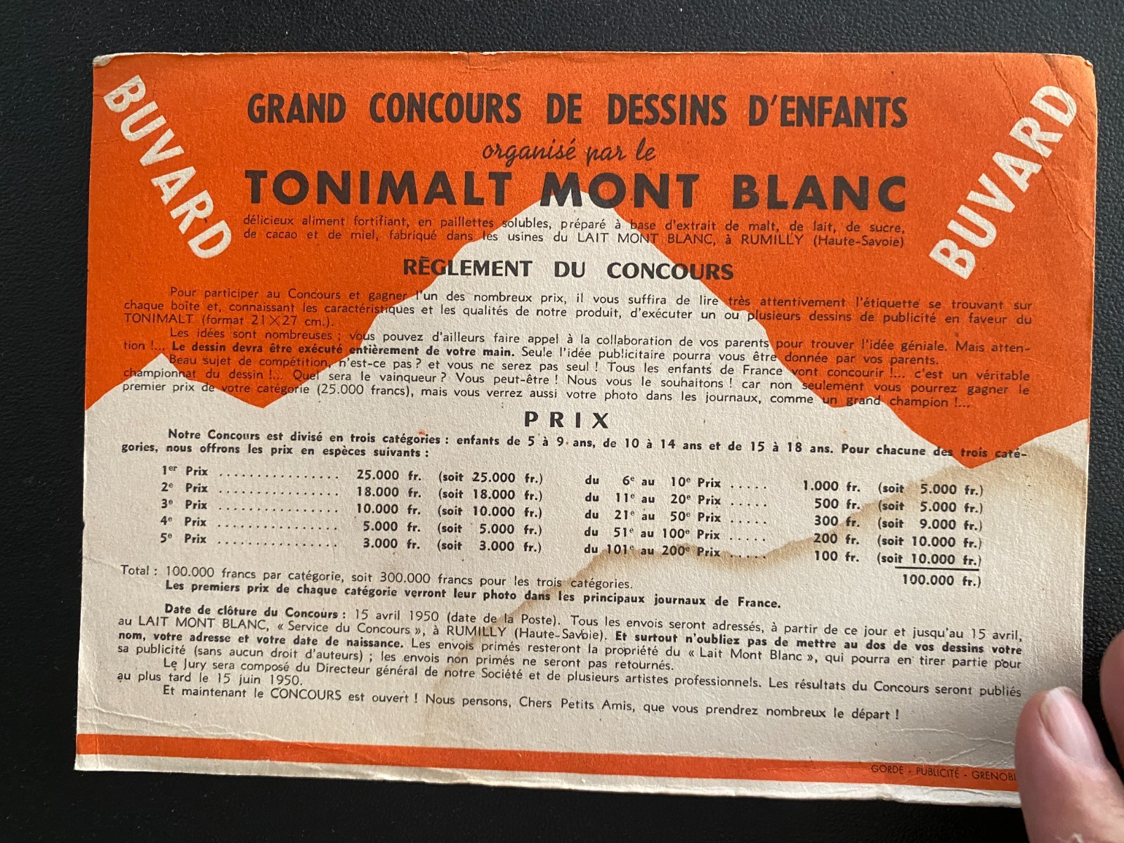 Advertising Blotter “Tonimalt Mont Blanc”