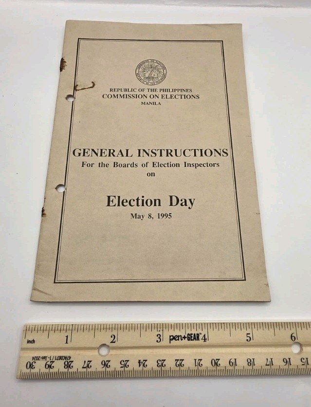 1995 Philippines Commission On Election General Instruction Guide Booklet.7pcs.