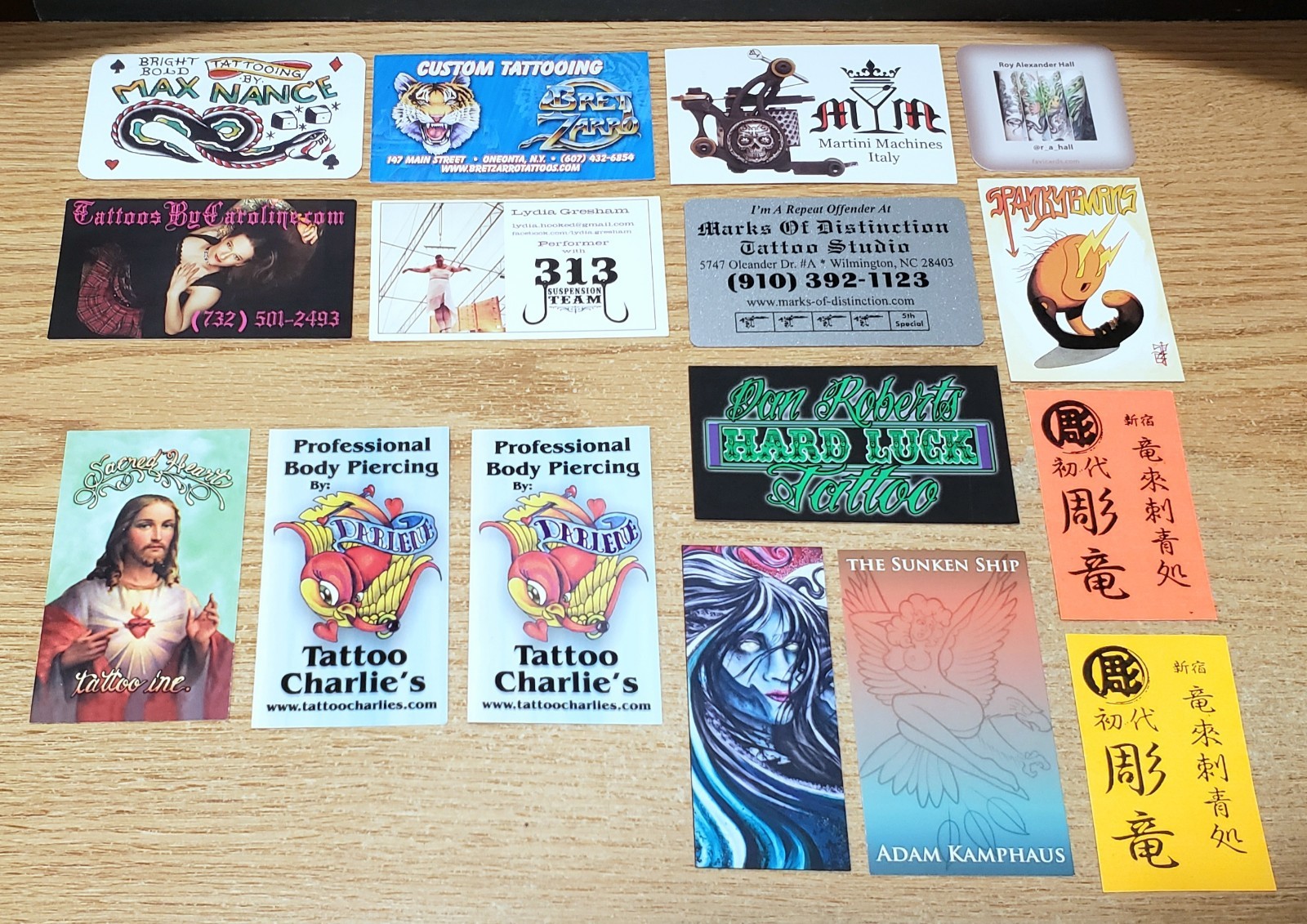 🔥 LOT of 25 TATTOO Related BUSINESS CARDS for BUSINESS CARD COLLECTION