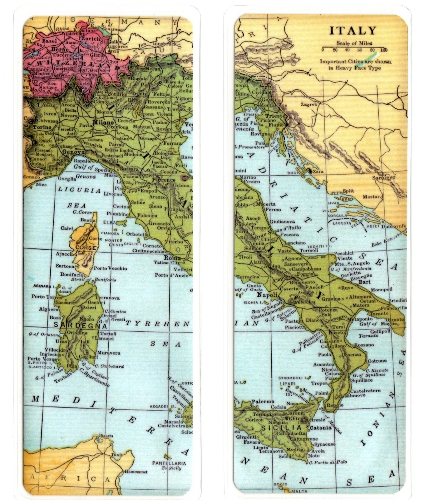 Book Lovers ITALY Maps Set of 2 – Laminated 2 x 6 in Photo Bookmarks