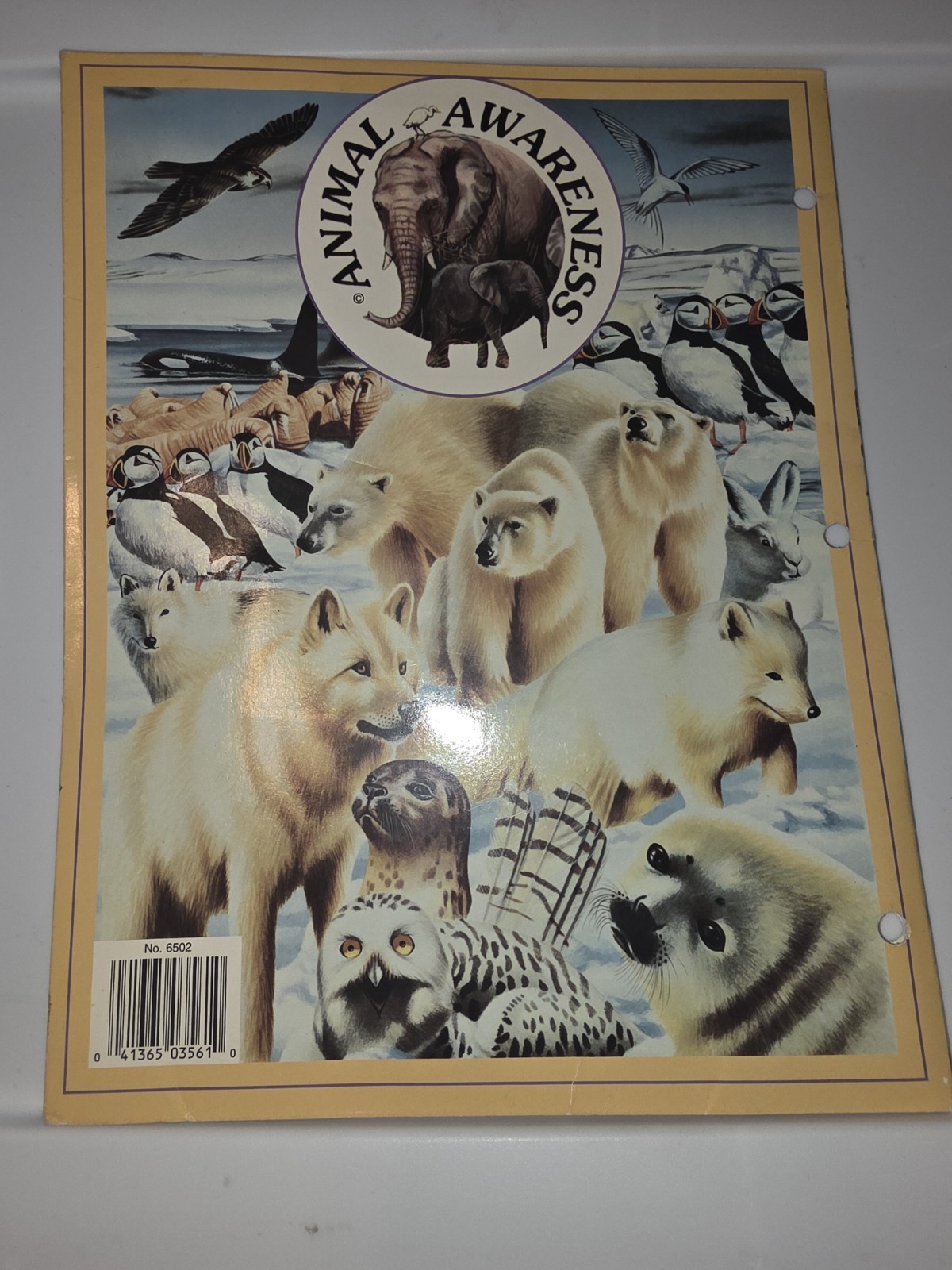 1995 Animal Awareness Vintage School Pocket Folder, Penguin, Polar Bear