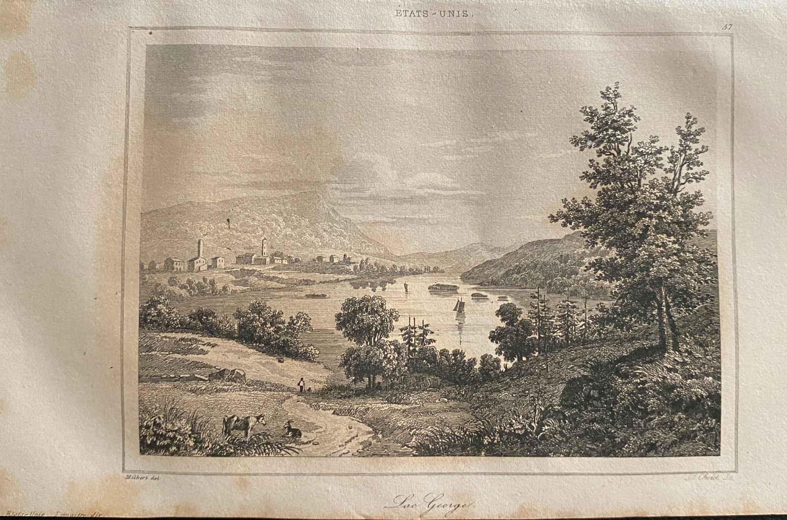 Engraving United States 1840 “Lake George”