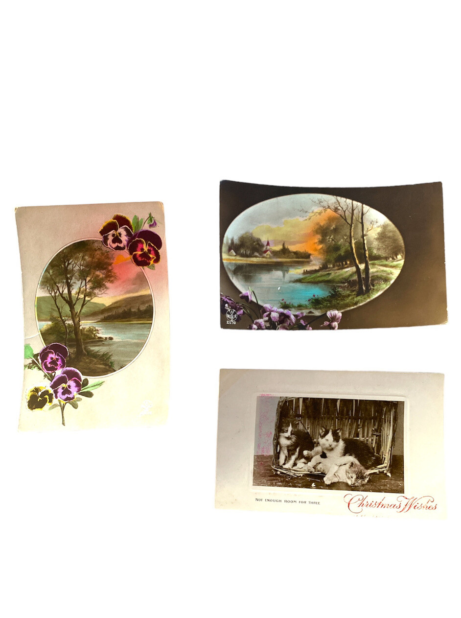 Group Of 3 Unused BEAUTIFUL 1900s Greetings PostCards