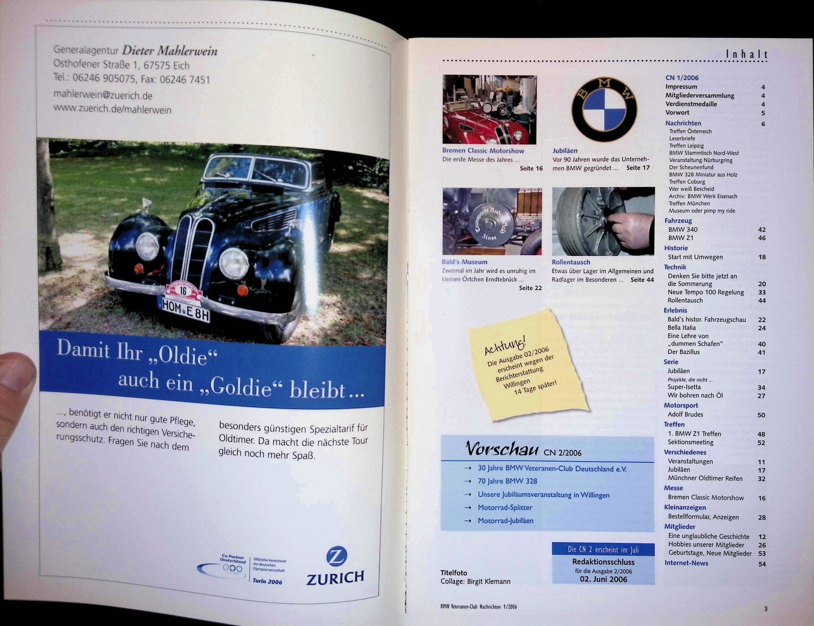 Club Nachrichten BMW Club Mobile Classic Magazine 2006 30th Anniversary